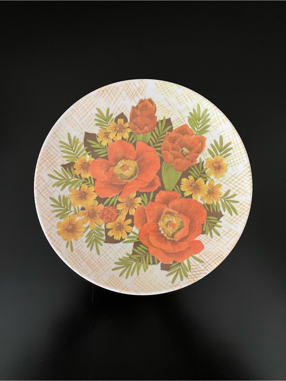 Vintage 1960s Orange Poppy Melamine Salad Dessert Plates